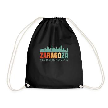 Zaragoza Spain Skyline - Drawstring Bag - black - Front