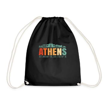 Athens Greece Skyline - Drawstring Bag - black - Front