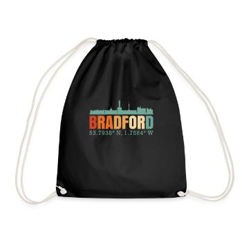 Bradford England Großbritannien Skyline - Turnbeutel - Schwarz - Vorne