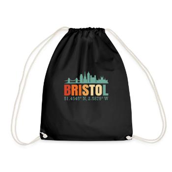 Bristol England Großbritannien Skyline - Turnbeutel - Schwarz - Vorne
