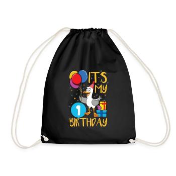 1st birthday - Drawstring Bag - black - Front