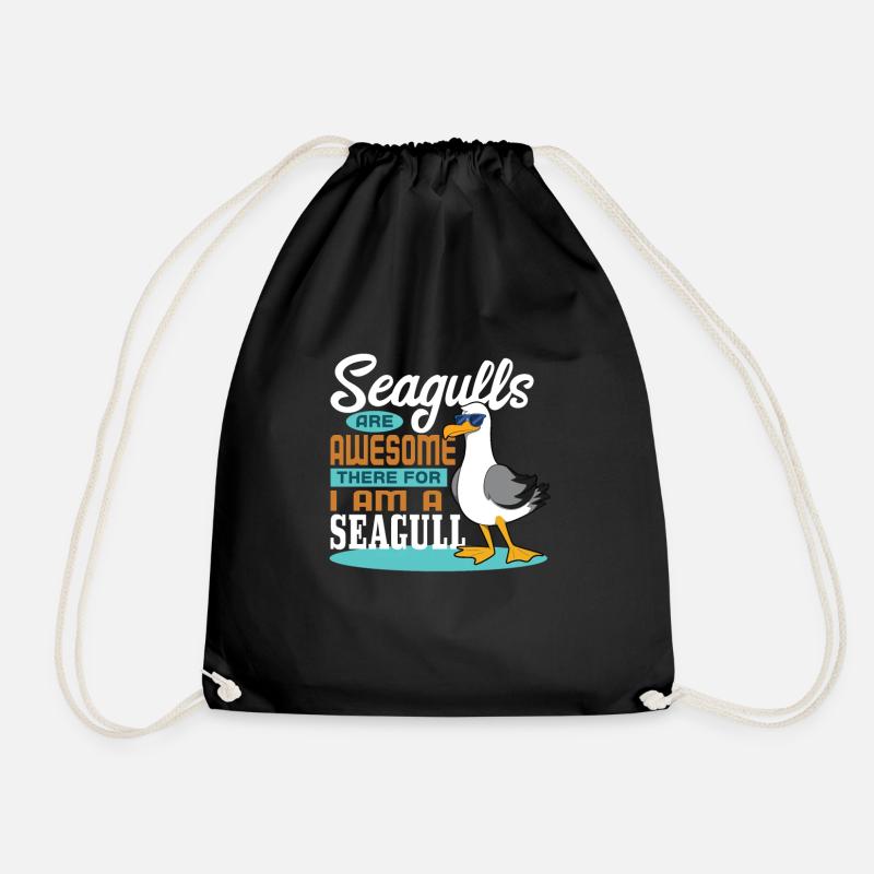 Seagull - Drawstring Bag - black