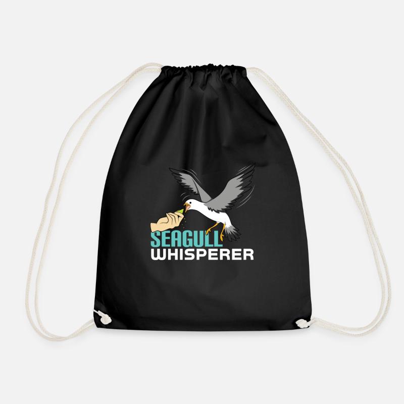 Seagull - Drawstring Bag - black