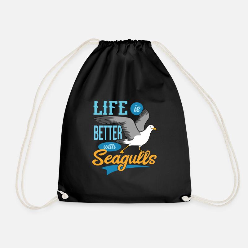 Seagull - Drawstring Bag - black