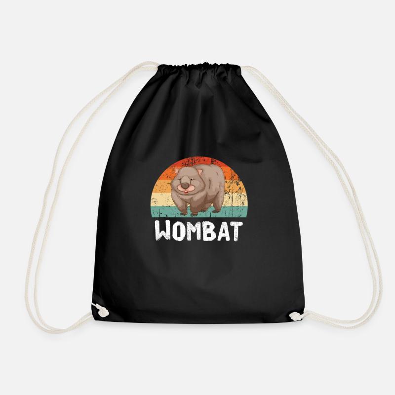 Wombats Wombat Australian Animal Gift - Drawstring Bag - black