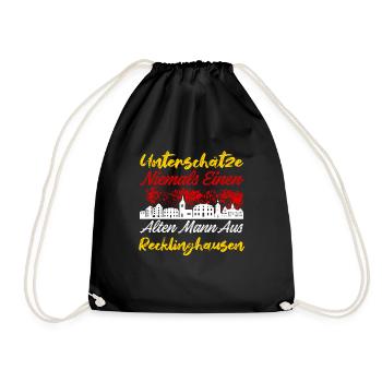 Unterschätze Niemals Einen Alten Mann Aus Reckling - Turnbeutel - Schwarz - Vorne