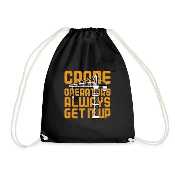 Crane operator crane gift - Drawstring Bag - black - Front