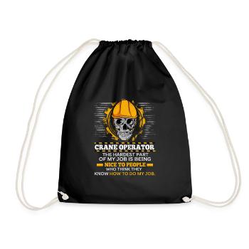 Crane operator crane gift - Drawstring Bag - black - Front