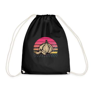 Garlic Garlic Bread Food Gift - Drawstring Bag - black - Front