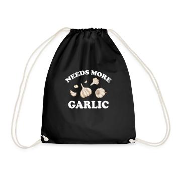 Garlic Garlic Bread Food Gift - Drawstring Bag - black - Front