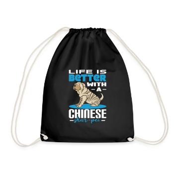 Chinese Shar Pei - Drawstring Bag - black - Front