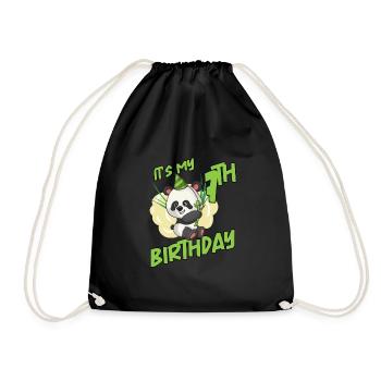 Es ist mein 7. Geburtstag Panda - Turnbeutel - Schwarz - Vorne