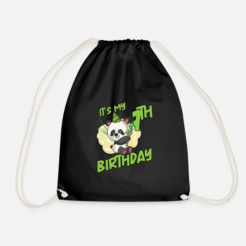 Es ist mein 7. Geburtstag Panda - Turnbeutel - Schwarz