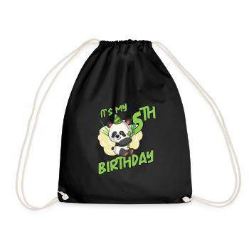 Es ist mein 5. Geburtstag Panda - Turnbeutel - Schwarz - Vorne