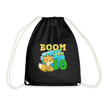 10th birthday fox - Drawstring Bag - black - Front