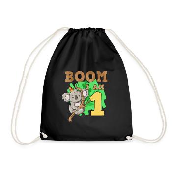 1st birthday koala - Drawstring Bag - black - Front