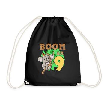 9th birthday koala - Drawstring Bag - black - Front