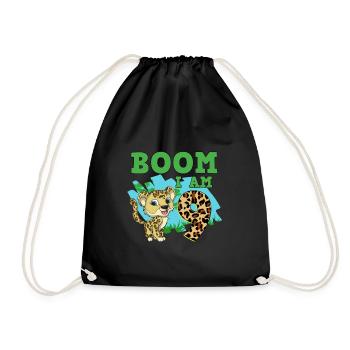 9th Birthday Leopard - Drawstring Bag - black - Front