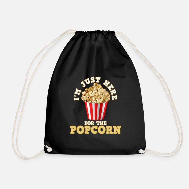 Ich bin nur wegen des Popcorns hier - Turnbeutel - Schwarz