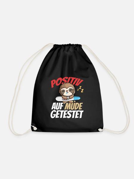Positiv Auf Müde Getestet Faultier - Turnbeutel - Schwarz