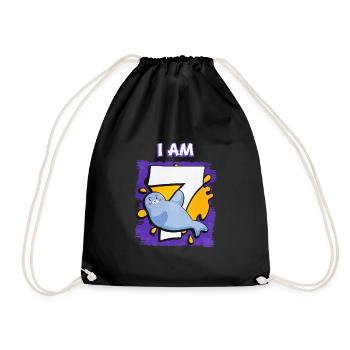 I am 7 seal - Drawstring Bag - black - Front