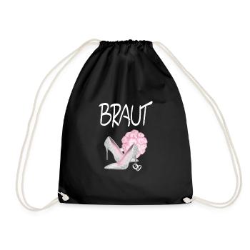 Braut edles Junggessellinenabschied Motiv - Turnbeutel - Schwarz - Vorne