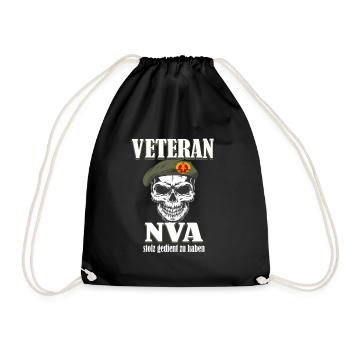 Stolzer NVA Veteran der DDR Armee - Turnbeutel - Schwarz - Vorne