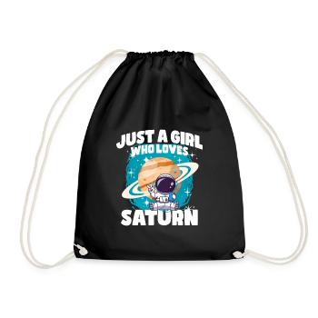 Mädchen Saturn Geschenk - Turnbeutel - Schwarz - Vorne