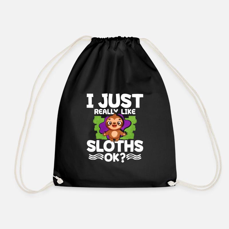 Sloth - Drawstring Bag - black