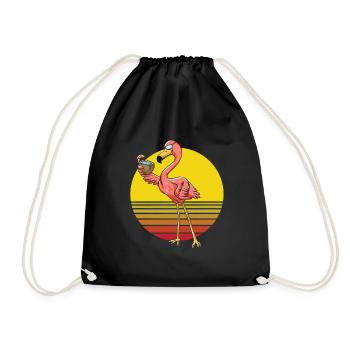 Flamingo - Drawstring Bag - black - Front