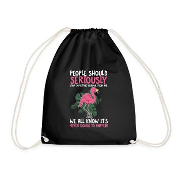 Flamingo - Drawstring Bag - black - Front