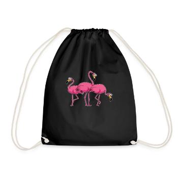 Flamingo - Drawstring Bag - black - Front