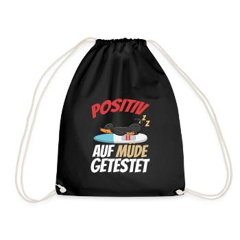 Positiv Auf Müde Getestet Dackel - Turnbeutel - Schwarz - Vorne