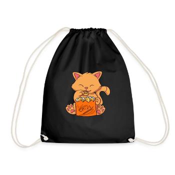 Chips Eating Snacks Candy Gift - Drawstring Bag - black - Front