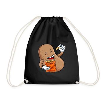 Chips Eating Snacks Candy Gift - Drawstring Bag - black - Front