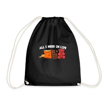 Chips Eating Snacks Candy Gift - Drawstring Bag - black - Front