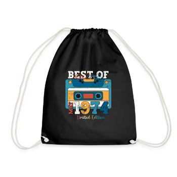 49th Birthday Man Cassette May Year 1974 - Drawstring Bag - black - Front
