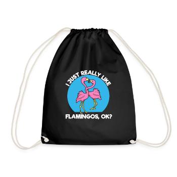 Flamingo Lustig Party Geschenk - Turnbeutel - Schwarz - Vorne