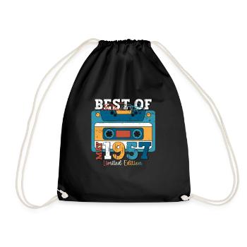 66 Birthday Man Cassette May Year 1957 - Drawstring Bag - black - Front