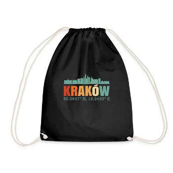 Poland Krakow Skyline - Drawstring Bag - black - Front