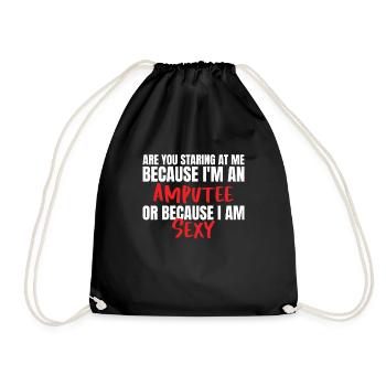 Amputated Leg Prosthesis Gift - Drawstring Bag - black - Front