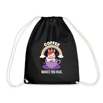 Coffee makes you real - Drawstring Bag - black - Front