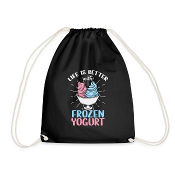 Life is better with frozen yogurt - Drawstring Bag - black - Front