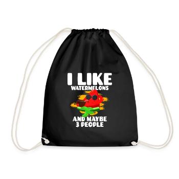 Watermelon - Drawstring Bag - black - Front