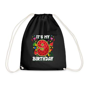 9 Anniversaire Pastèque Cadeau d’été - Sac de sport léger - noir - Devant