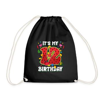 12e anniversaire Cadeau d’été de pastèque - Sac de sport léger - noir - Devant