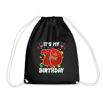 79th birthday watermelon - Drawstring Bag - black - Front