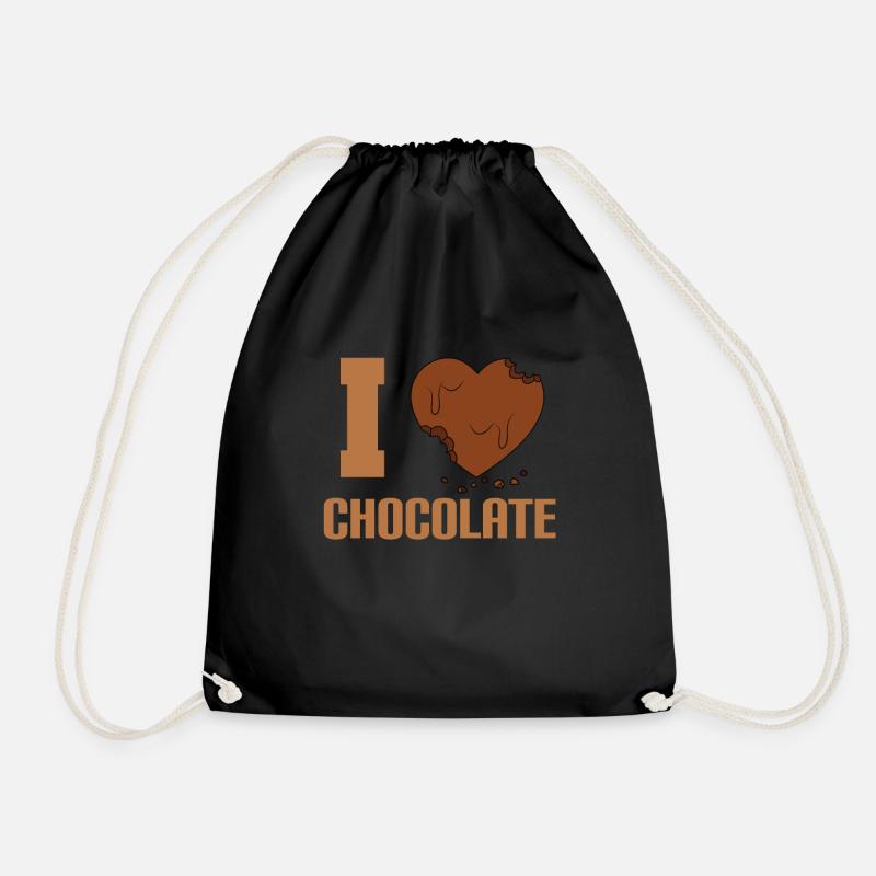 I love chocolate - Drawstring Bag - black