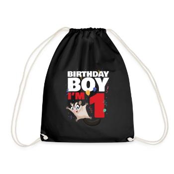 Birthday boy or girl in 2 Sugar Glider - Drawstring Bag - black - Front