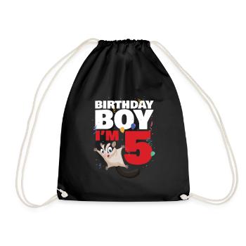 Birthday boy or girl in 7 Sugar Glider - Drawstring Bag - black - Front